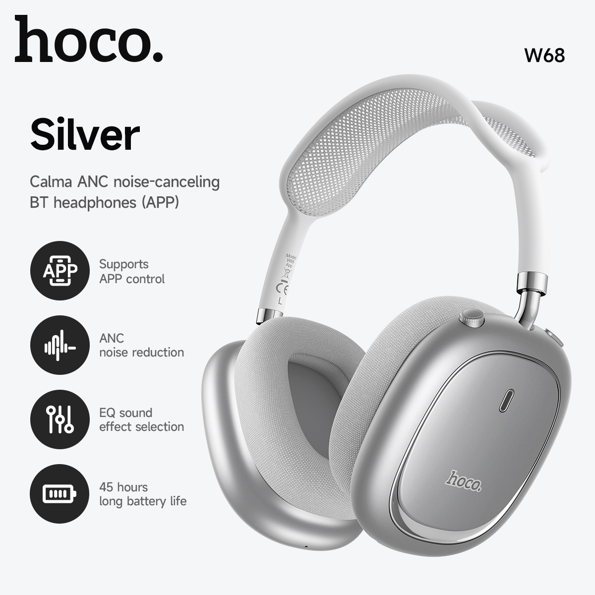 Anc Wireless Over Ear Headphones - Casque Bluetooth 6.0 à réduction de