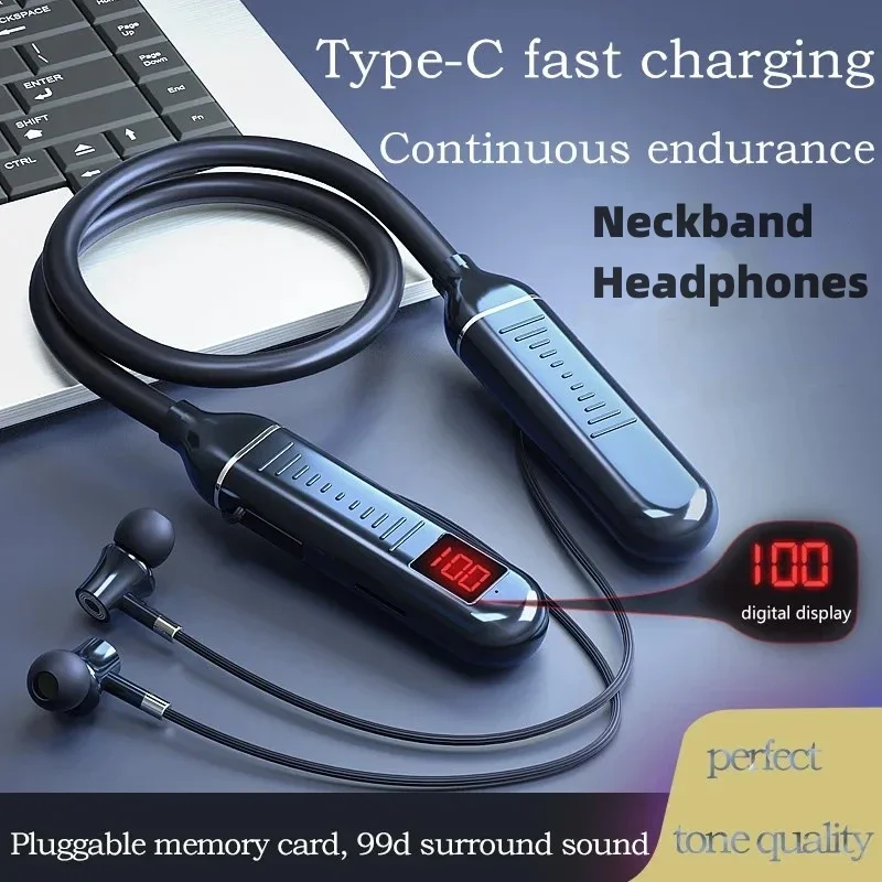 Magnetic Neckband Sports Earphones - Écouteurs sans fil Bluebooth, tour de