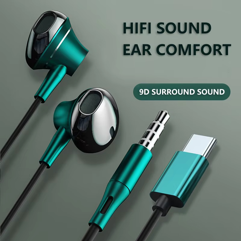 9D basse stéréo Type C et 3.5m - Type C Wired Earphones With Mic avis et prix